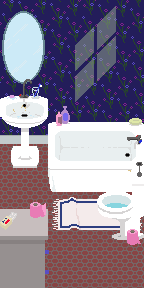 Une salle de bain en pixel art